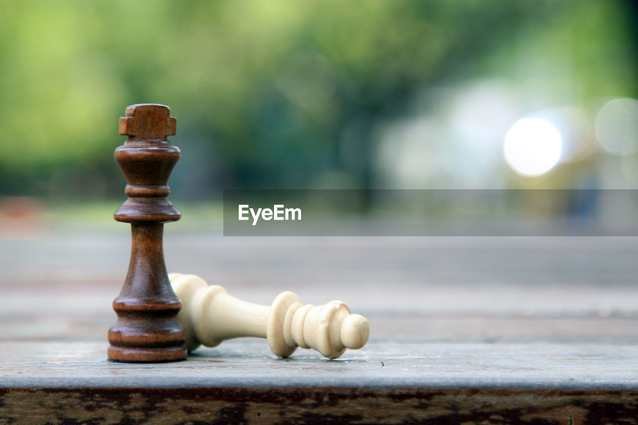 Close-up of chess piece on table