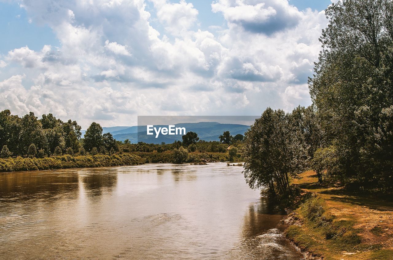 Scenic view of lake against sky