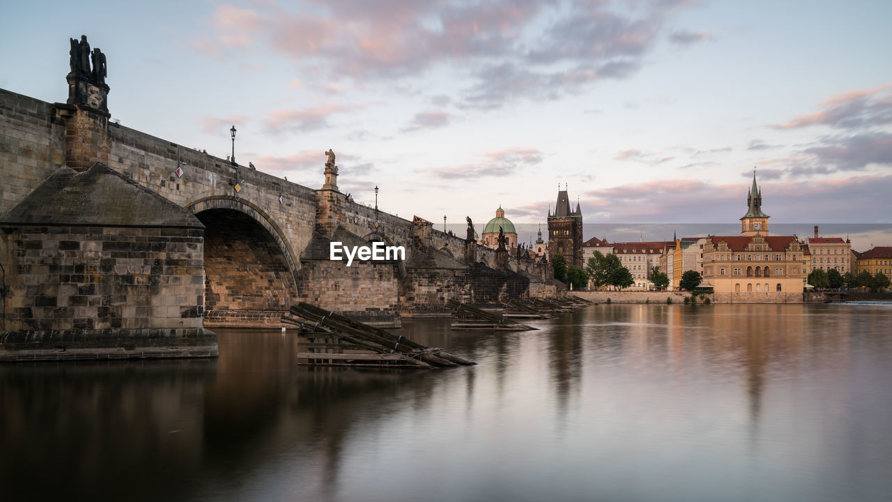 Charles bridgeover vltava river in city