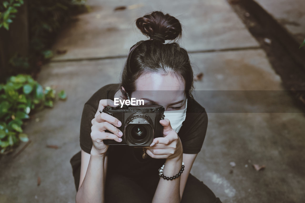 Cinematic style of young women shooting the camera