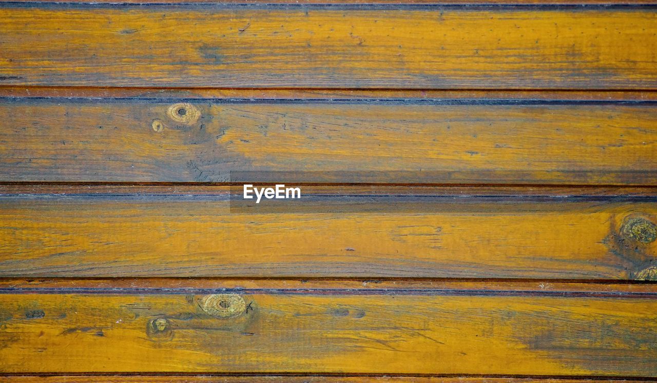 Full frame shot of wooden yellow wall