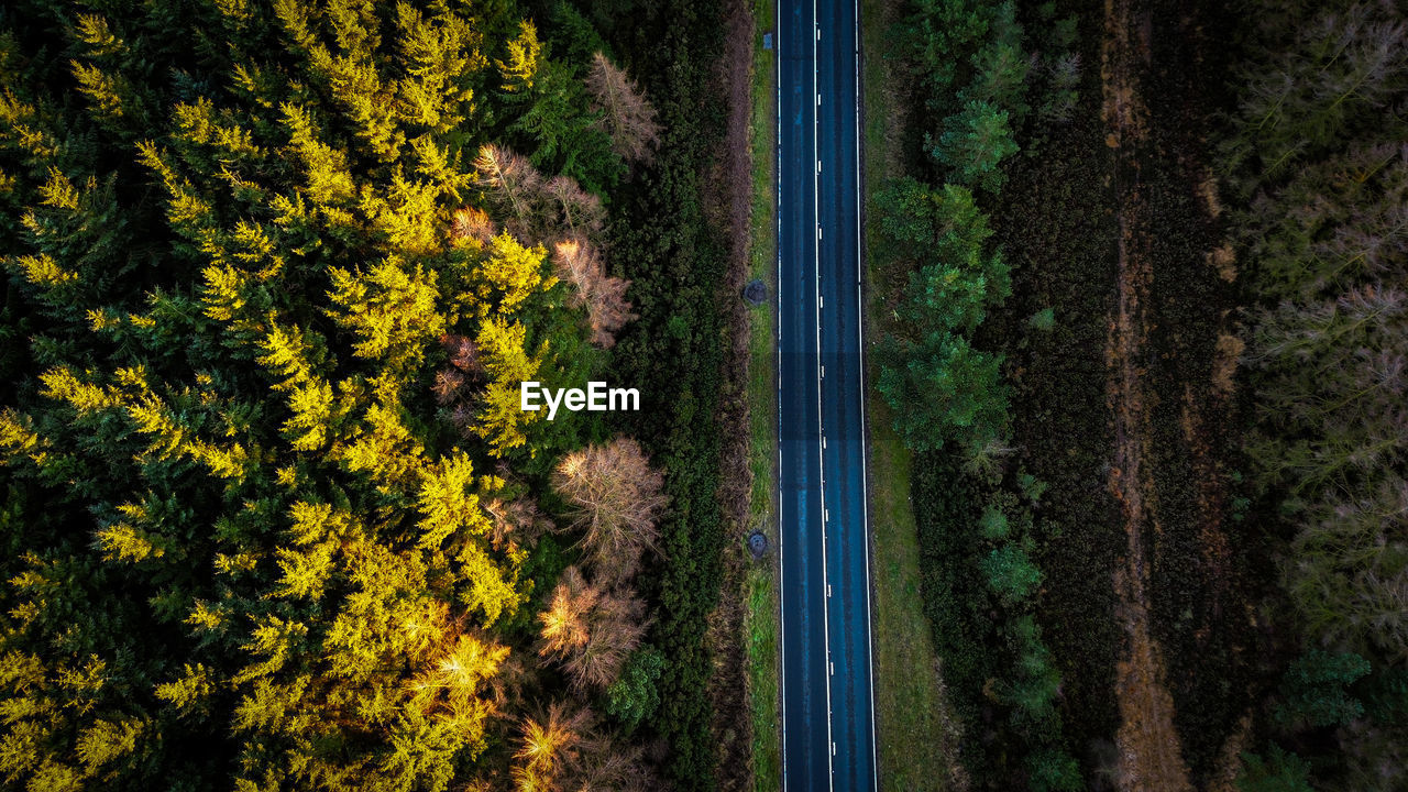 Aerial view of a silent road en route to whitby 