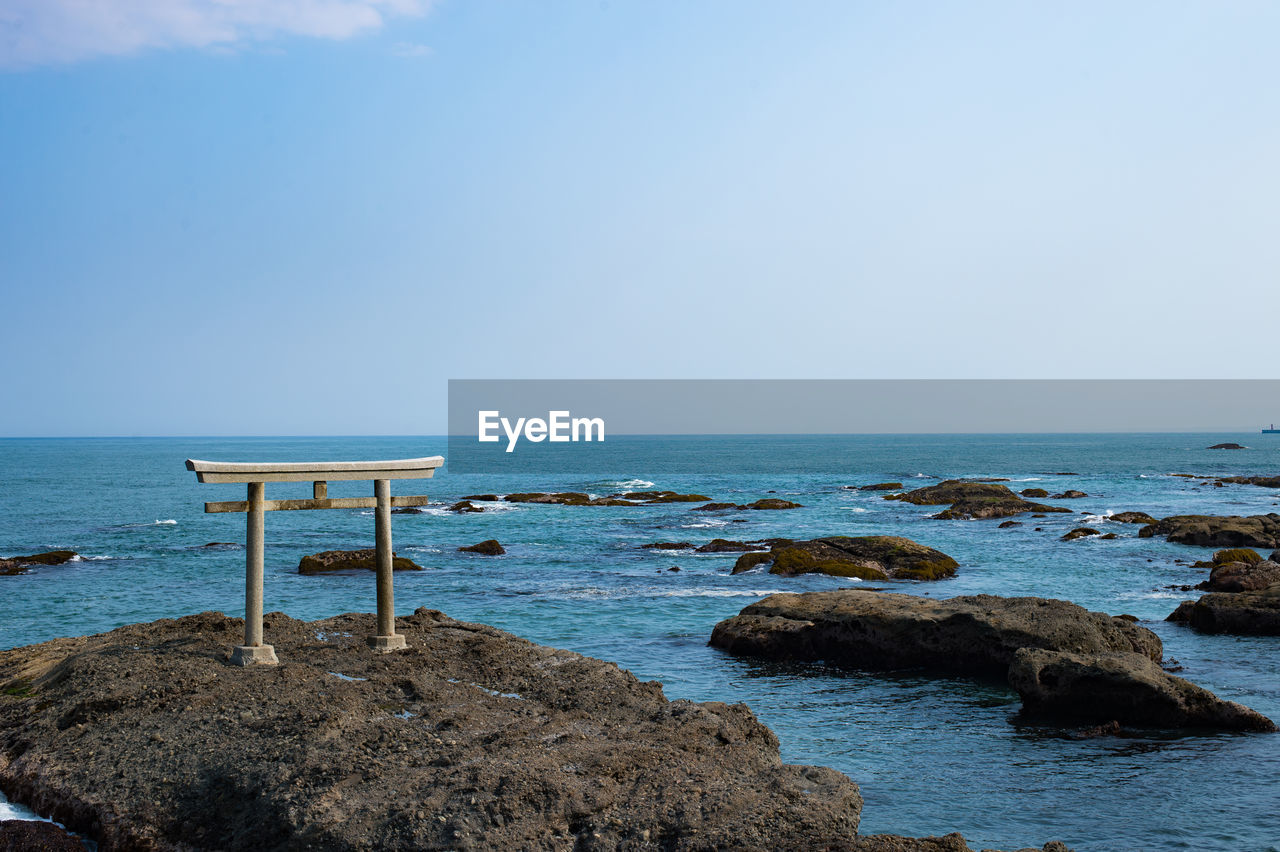 Scenic view of sea against clear sky