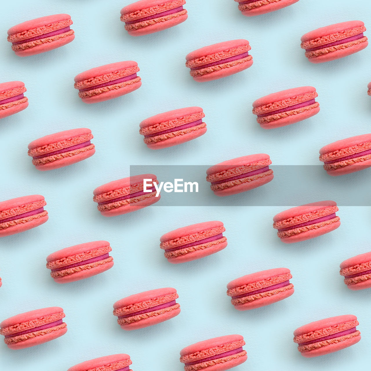 High angle view of macaroons on table