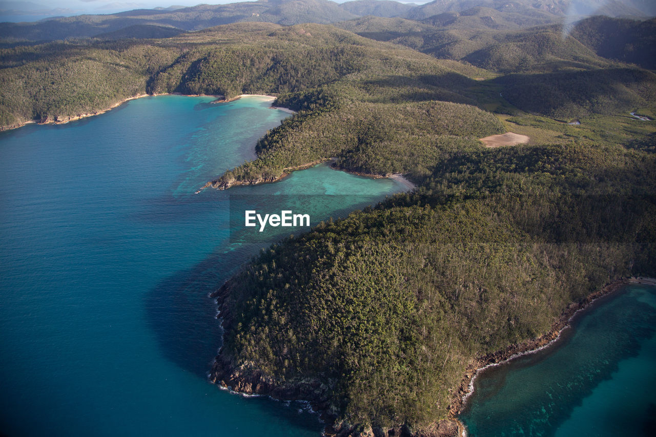 High angle view of island in sea