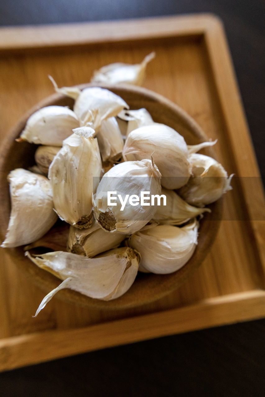 Close-up of food on table garlic cloves