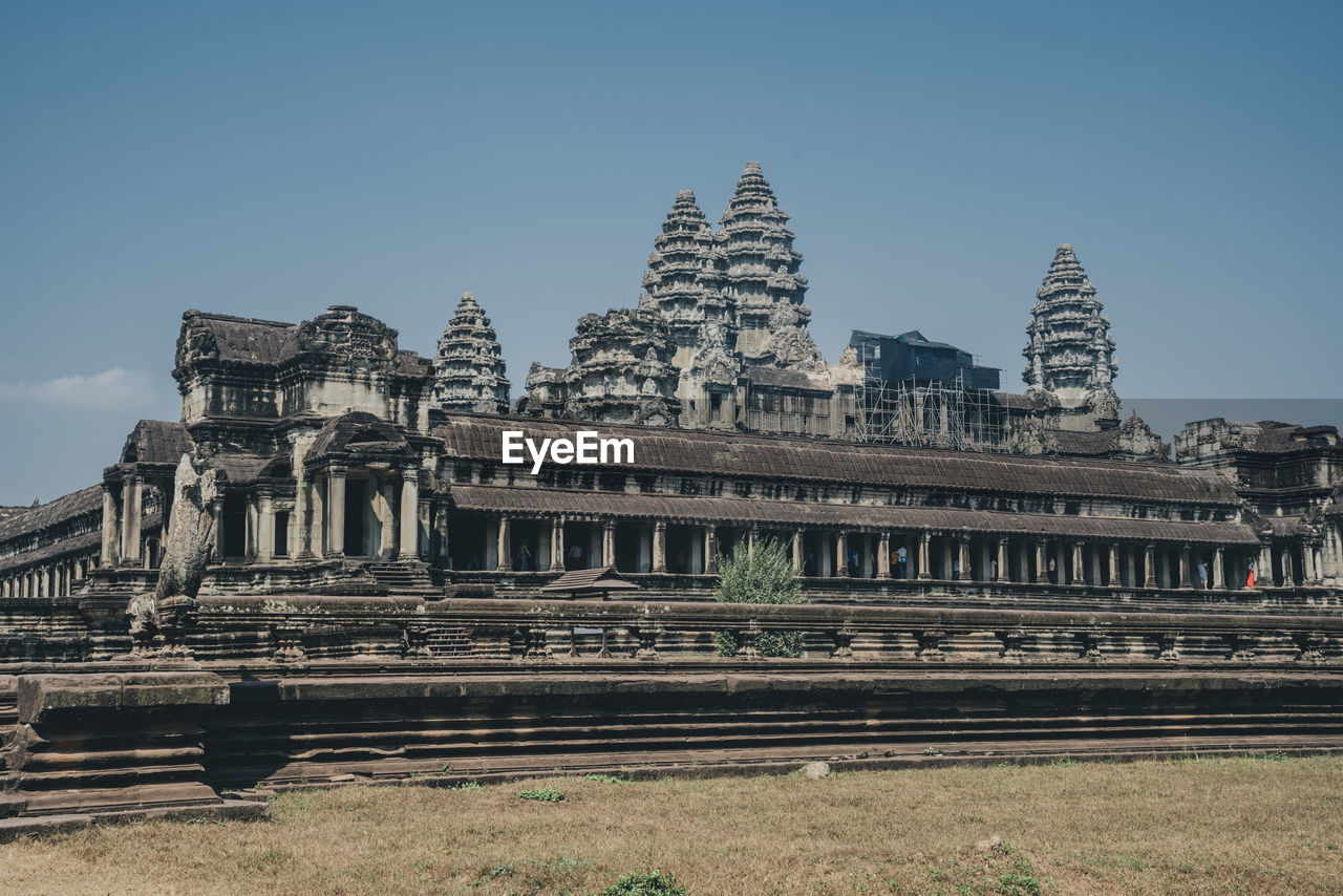 Exterior of temple against clear sky