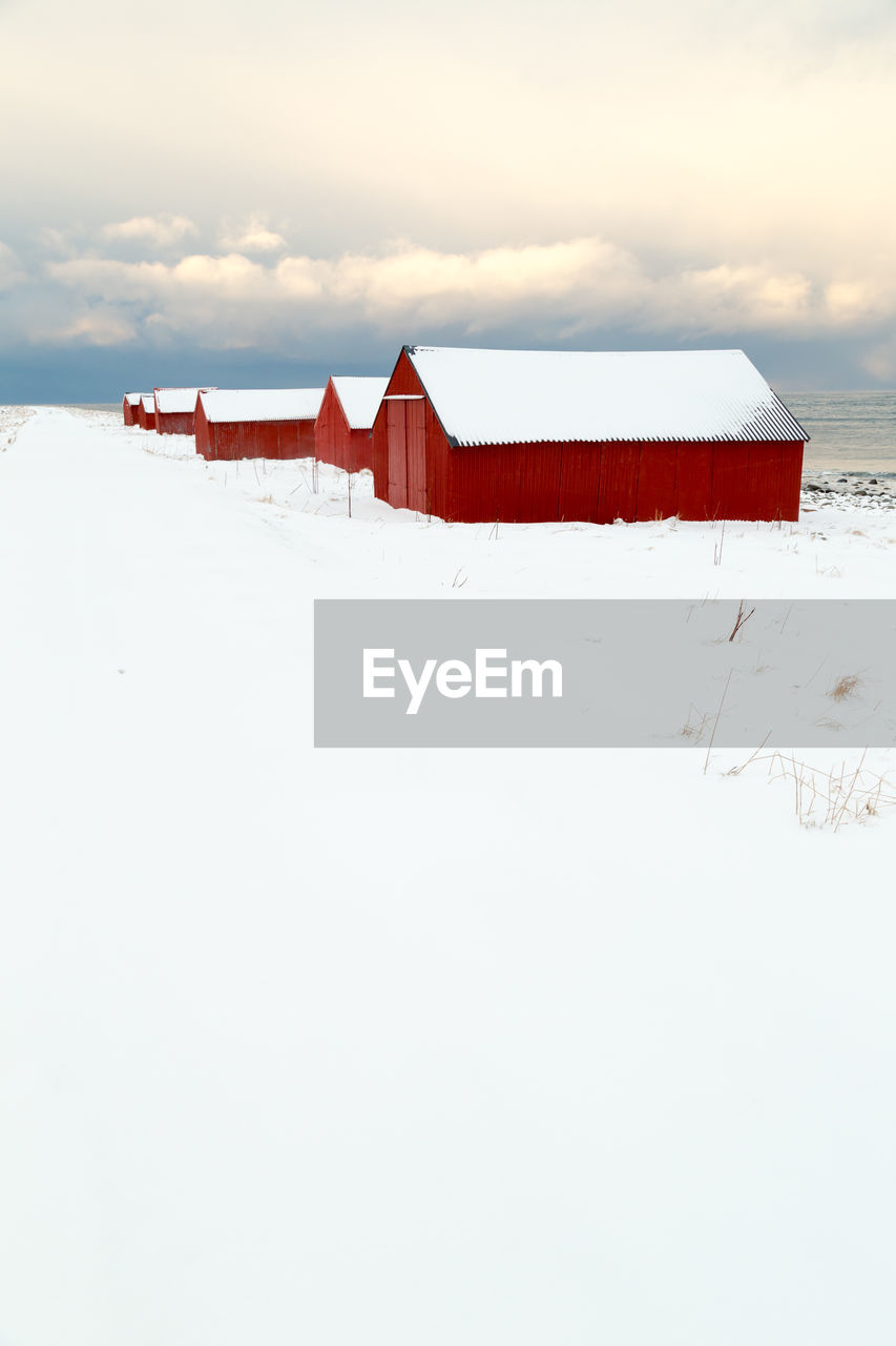 LIFEGUARD HUT ON SNOW COVERED LAND