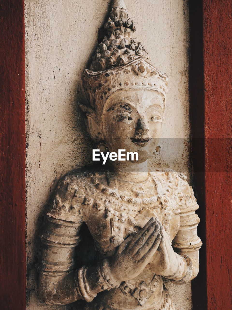 Close-up of old statue in temple