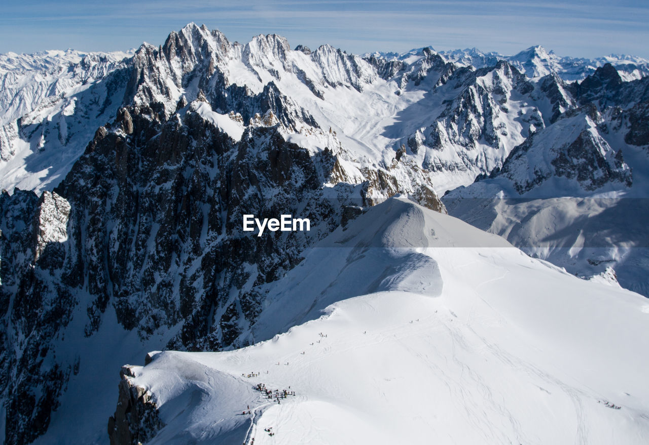 SNOW COVERED MOUNTAINS AGAINST SKY