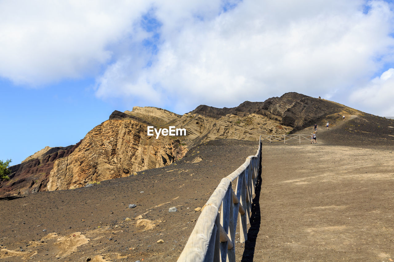 Scenic view of mountain against cloudy sky