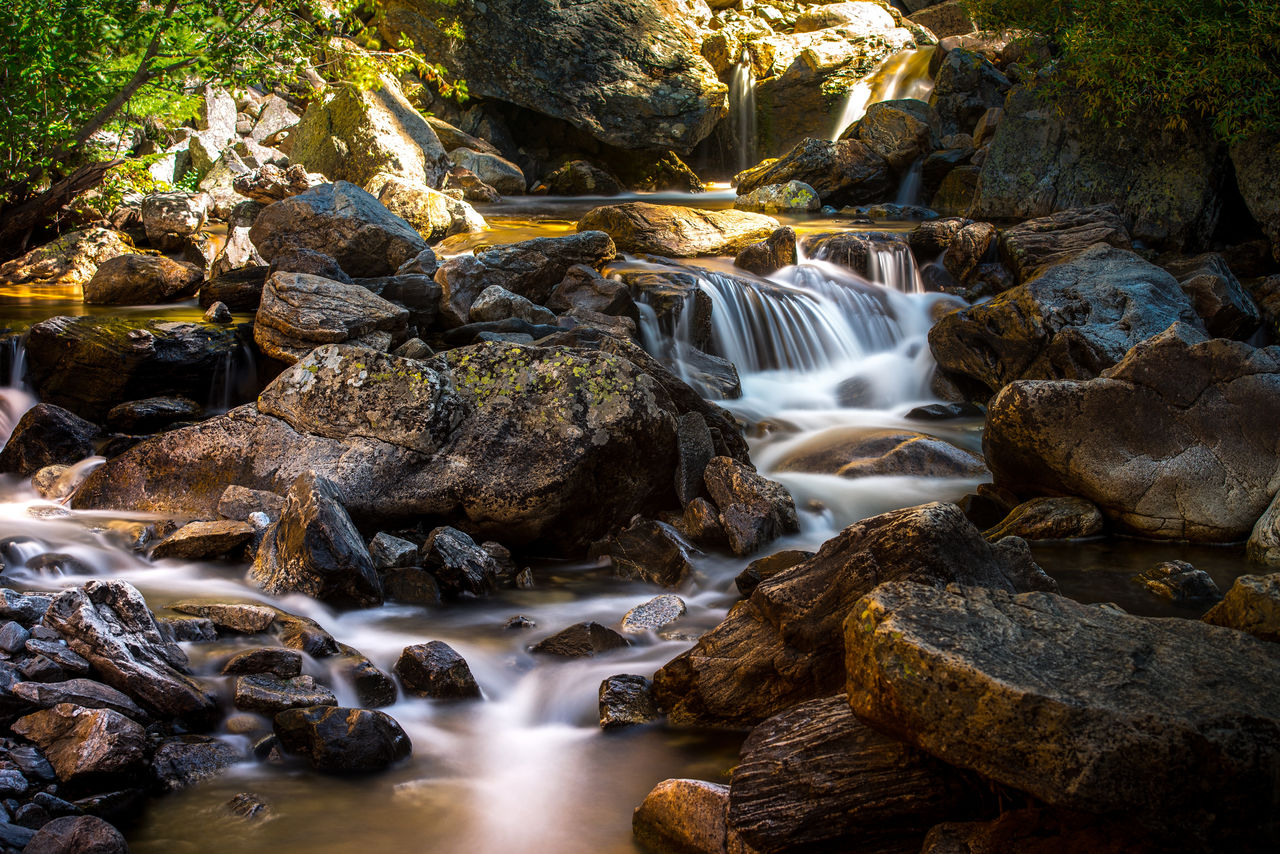 Stream flowing through rocks in forest