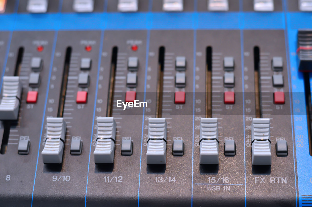 Close-up of sound mixer