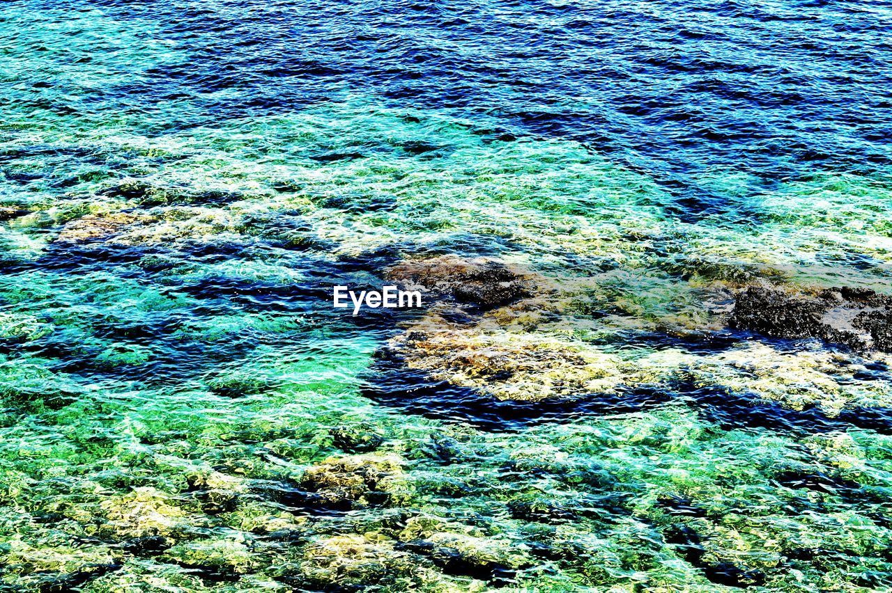 AERIAL VIEW OF SEA AND BLUE WATER