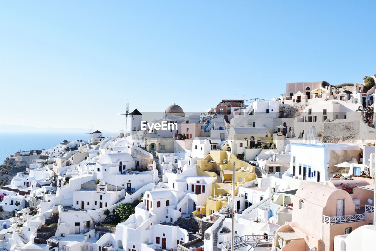 High angle view of buildings in sea