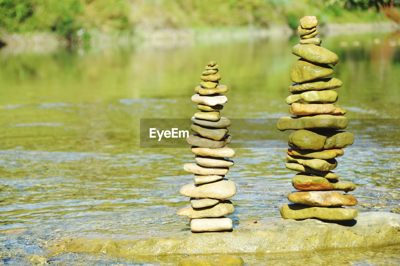 Close-up of stones in water