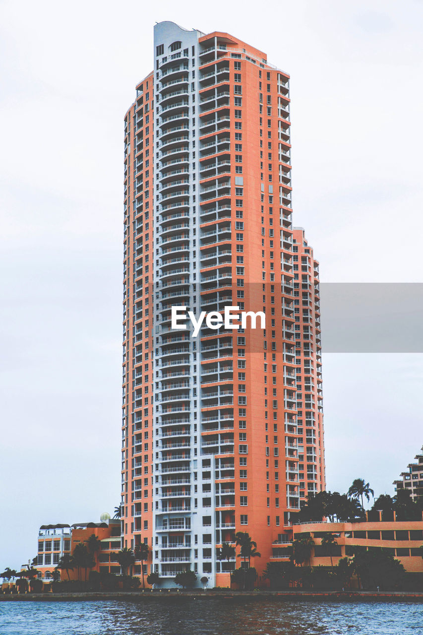 View of an orange building of the miami skyline