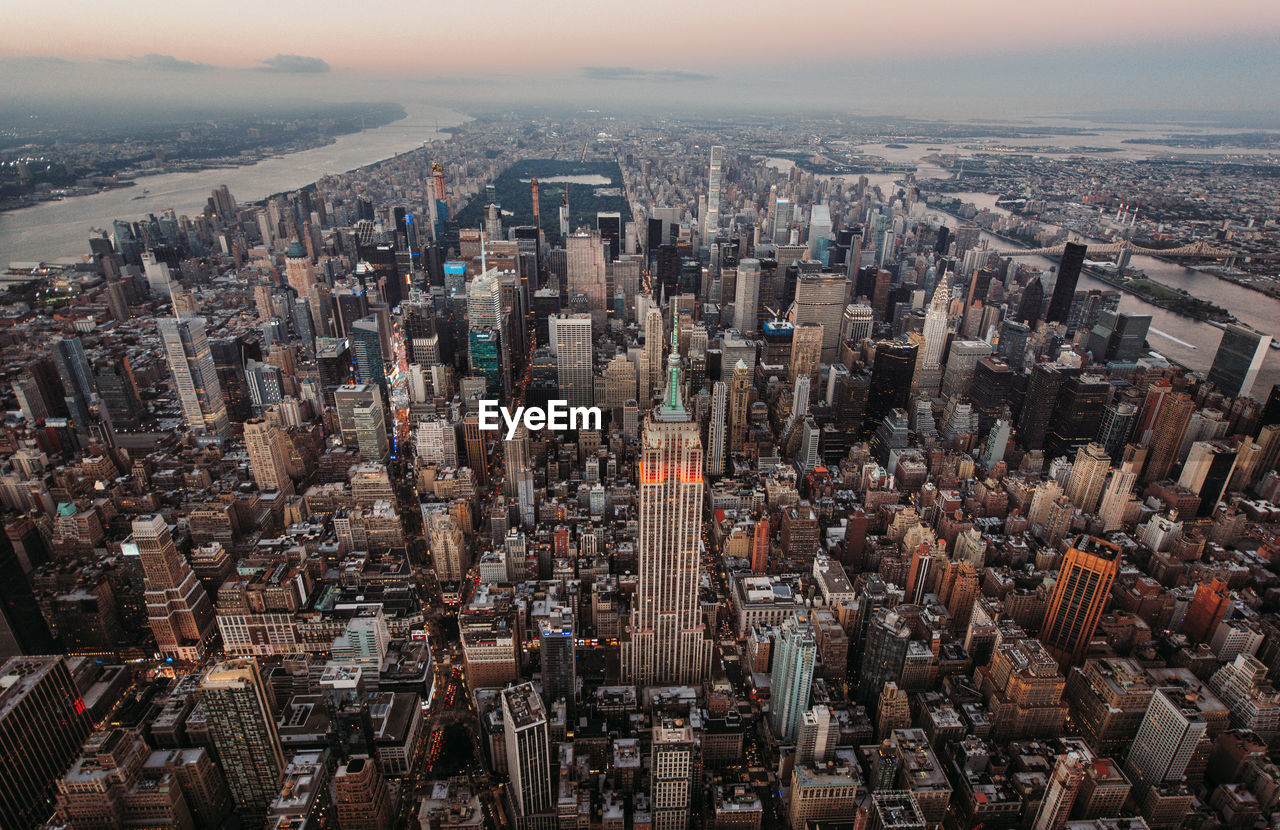 HIGH ANGLE VIEW OF CITY BUILDINGS