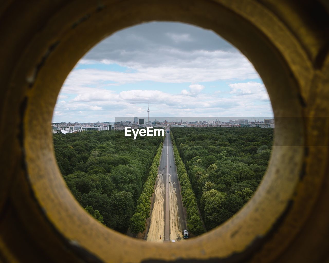 Scenic view of road seen through window