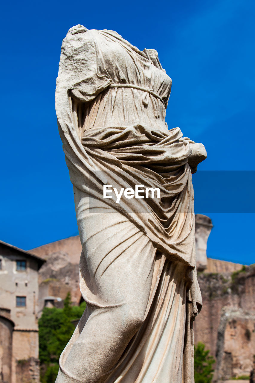 Ancient ruins of the house of the vestal virgins at the roman forum in rome