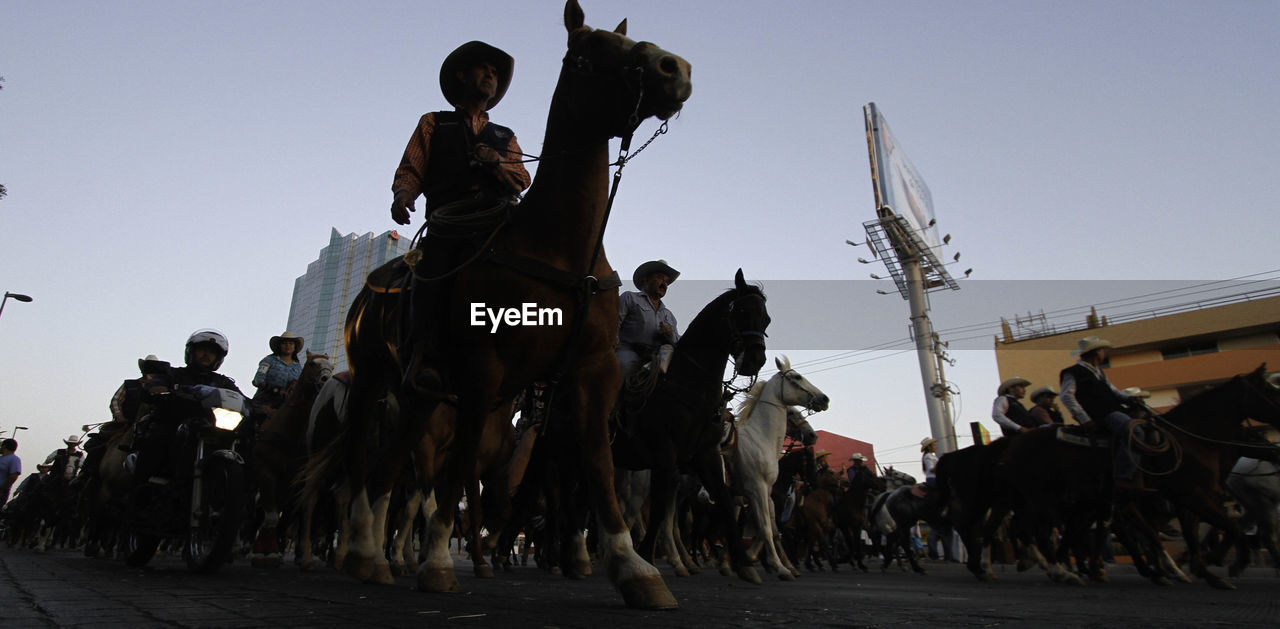 PANORAMIC SHOT OF PEOPLE RIDING TRADITIONAL WINDMILL