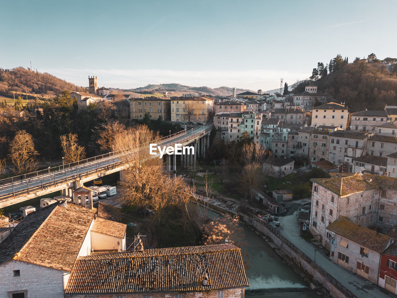 Aerial view of the medieval village of pergola