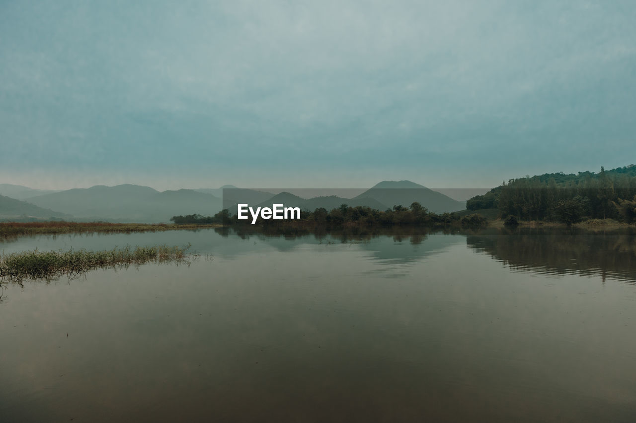 Scenic view of lake against sky