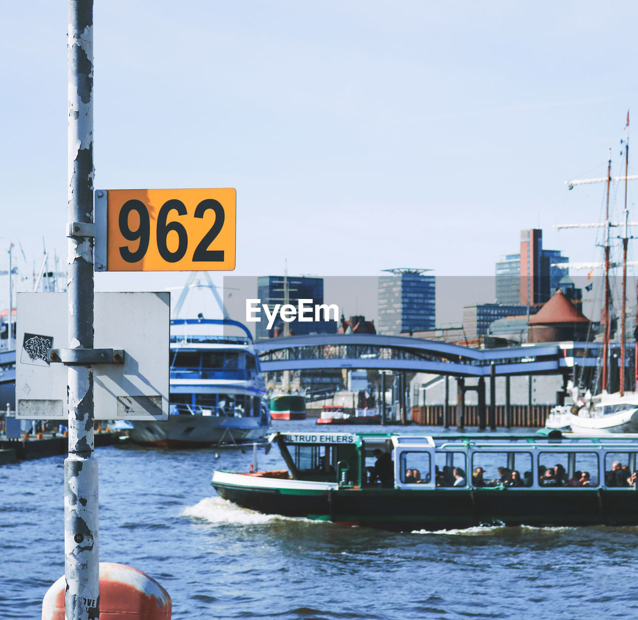 Number sign by river