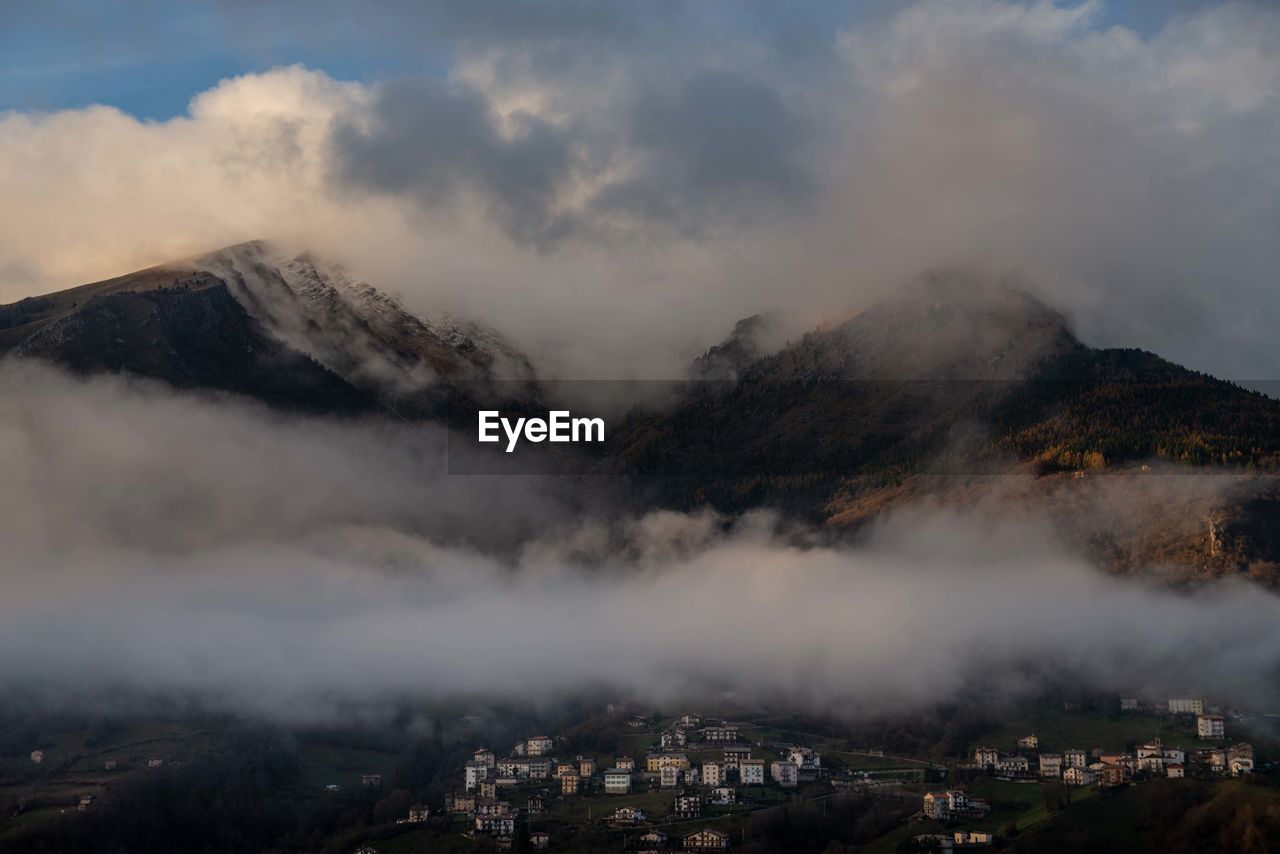 Scenic view of mountains against sky