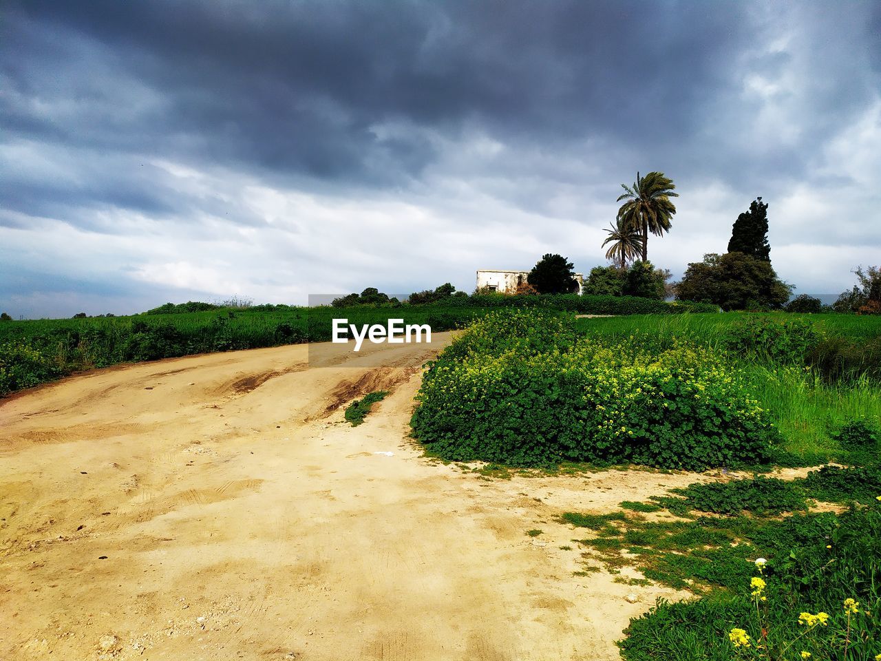 Scenic view of land against sky