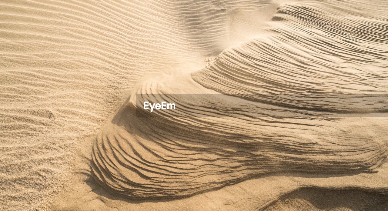 HIGH ANGLE VIEW OF SAND DUNE IN A DESERT