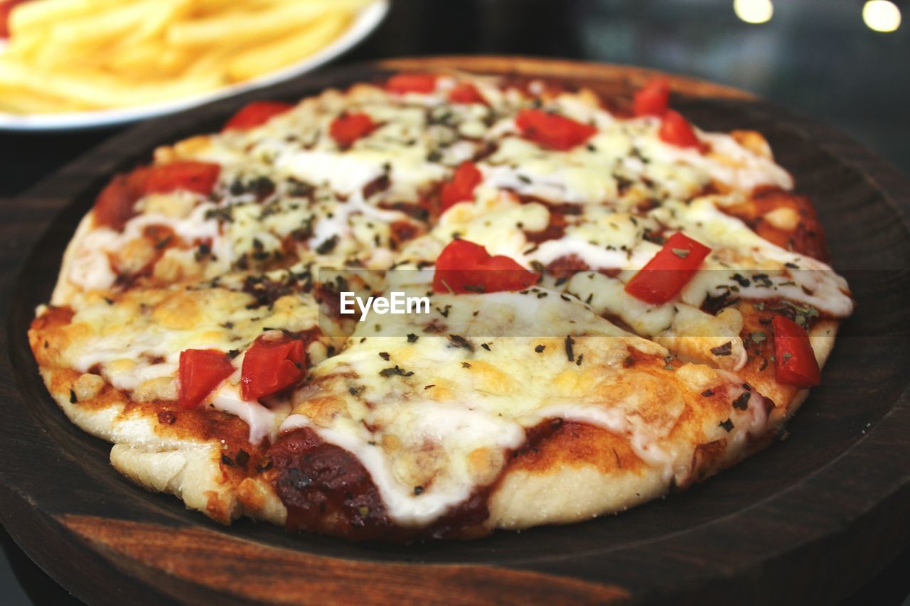 Close-up of pizza on plate