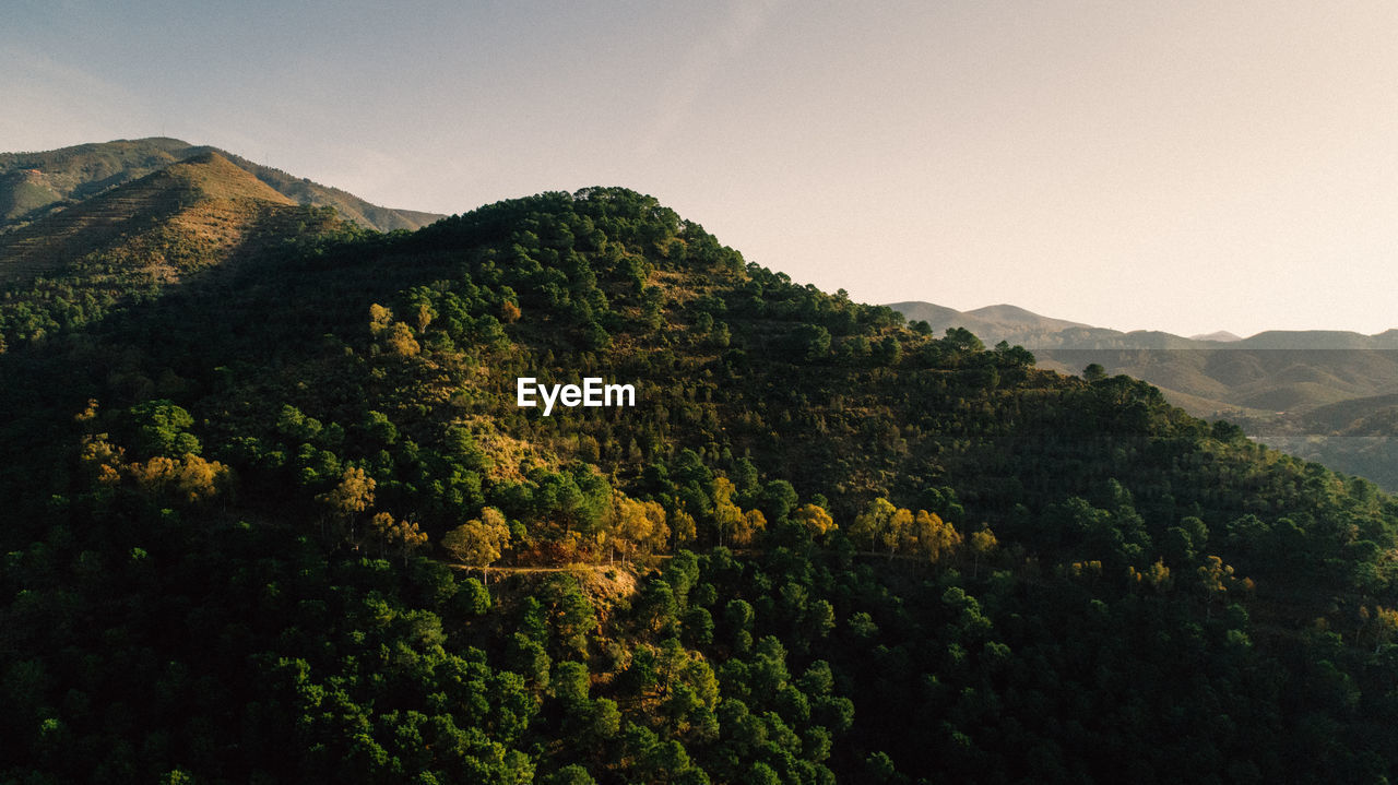 Scenic view of mountains against clear sky