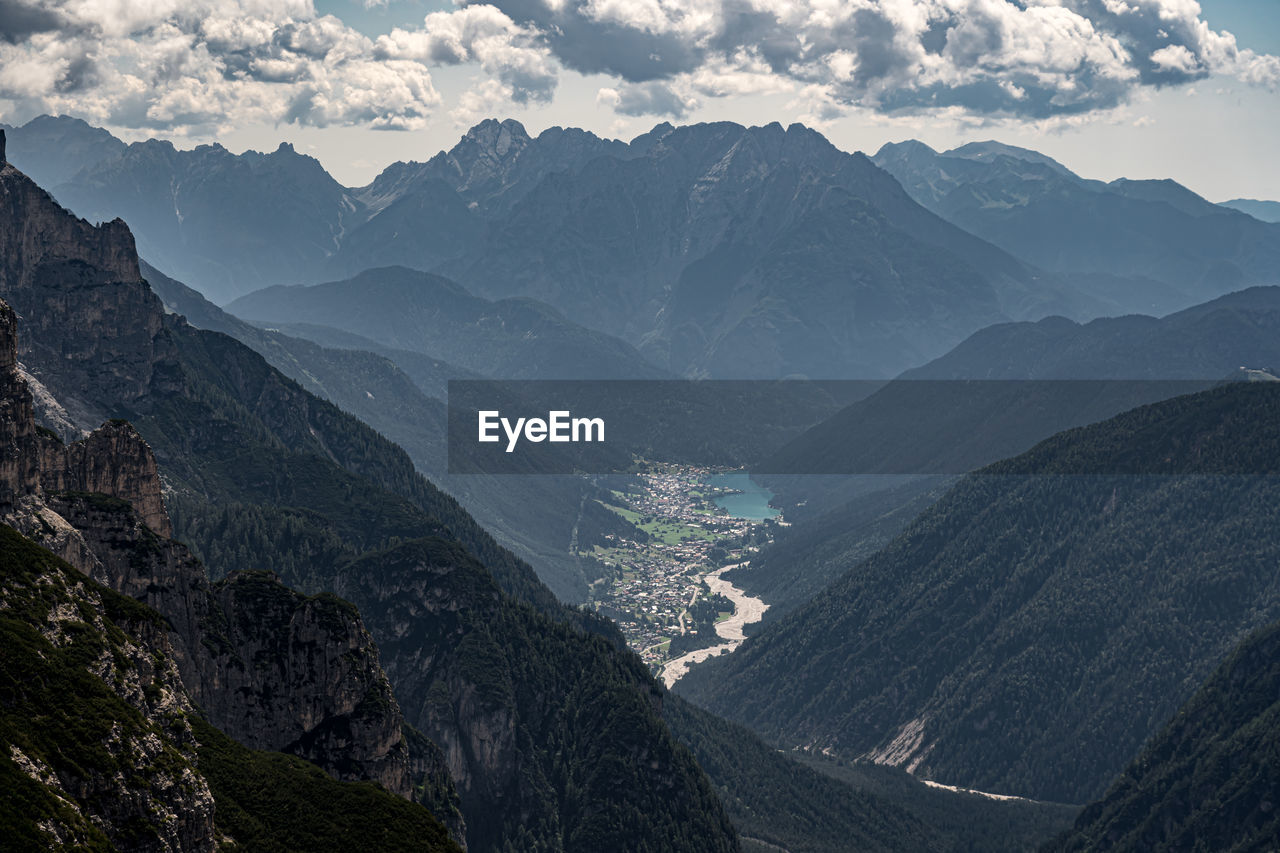 Scenic view of mountains against sky