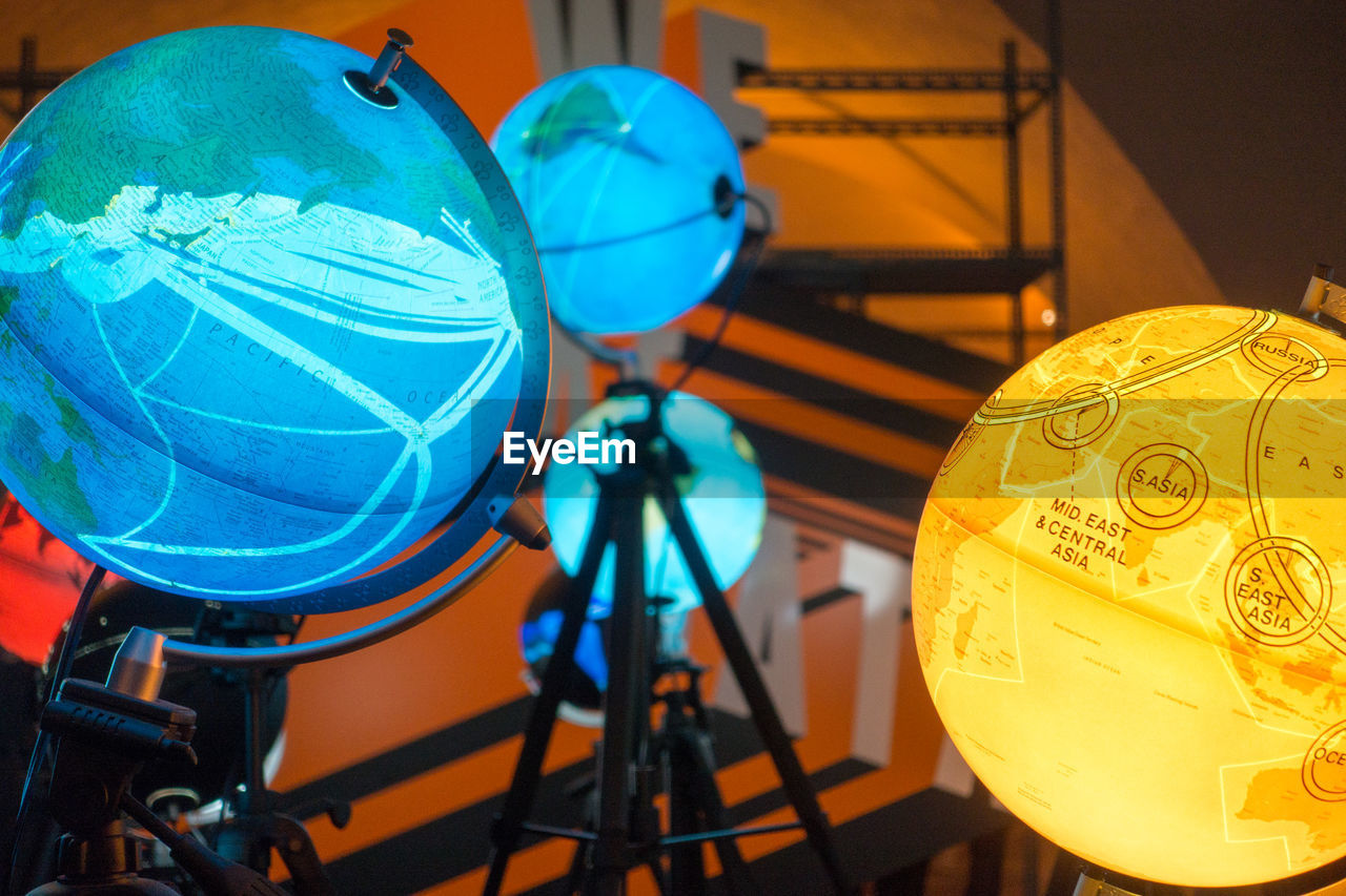 Close up of globes