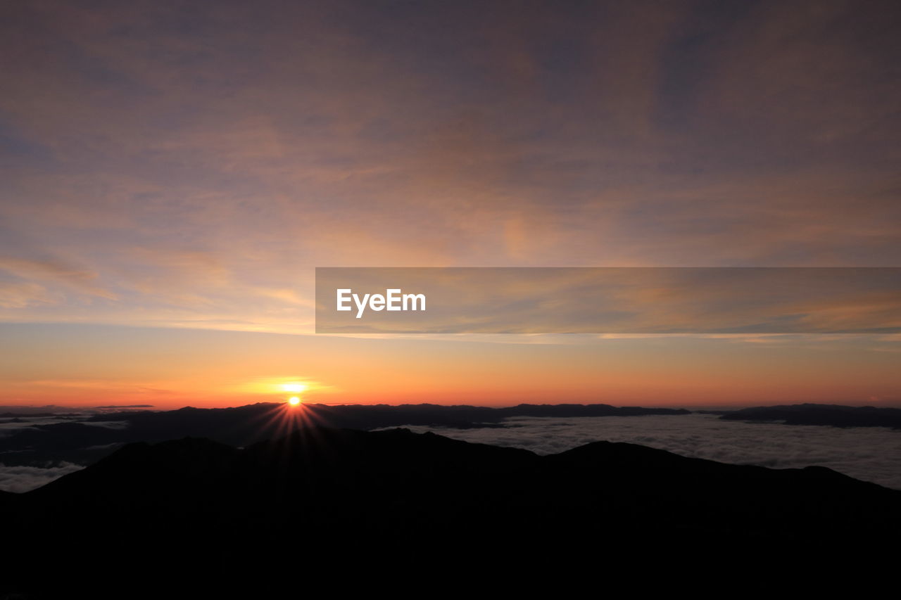 Scenic view of sunset over sea