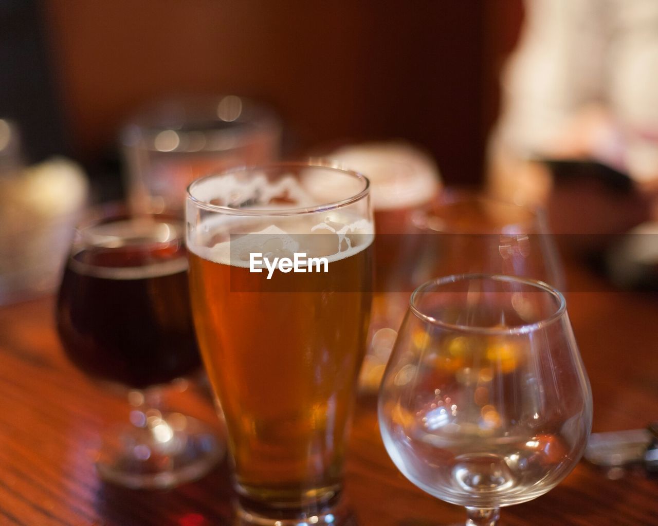 Close-up of various drinks on table