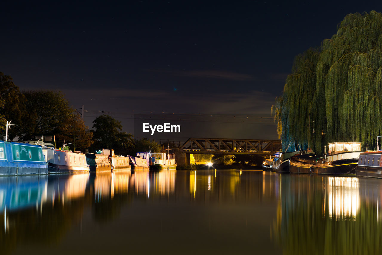 Scenic view of lake against sky at night