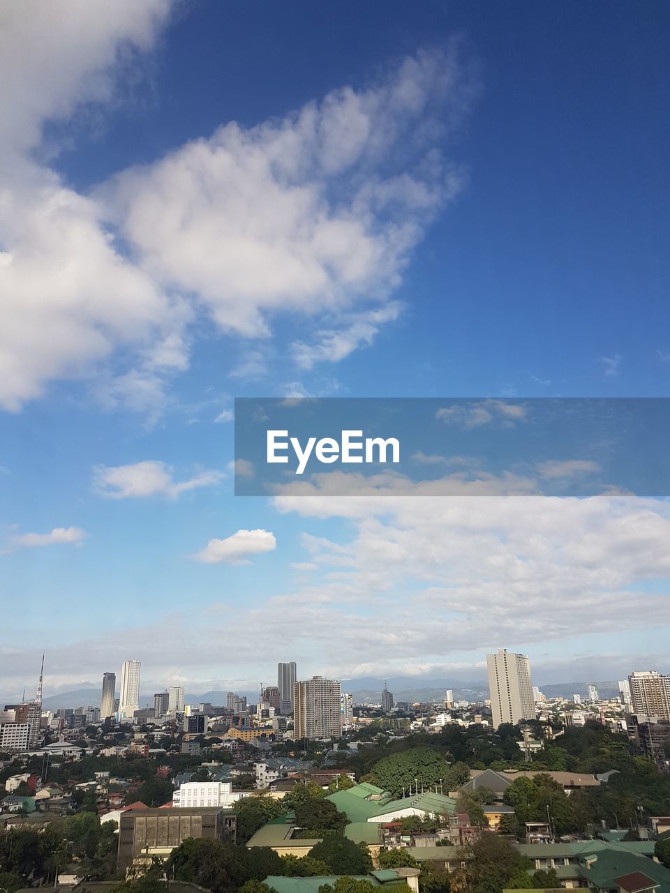 High angle view of buildings against sky