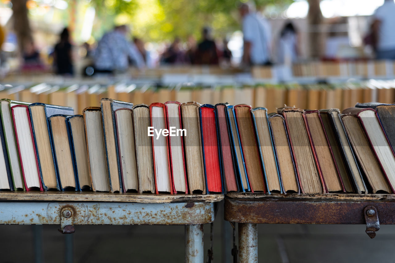 Close-up of books on rack