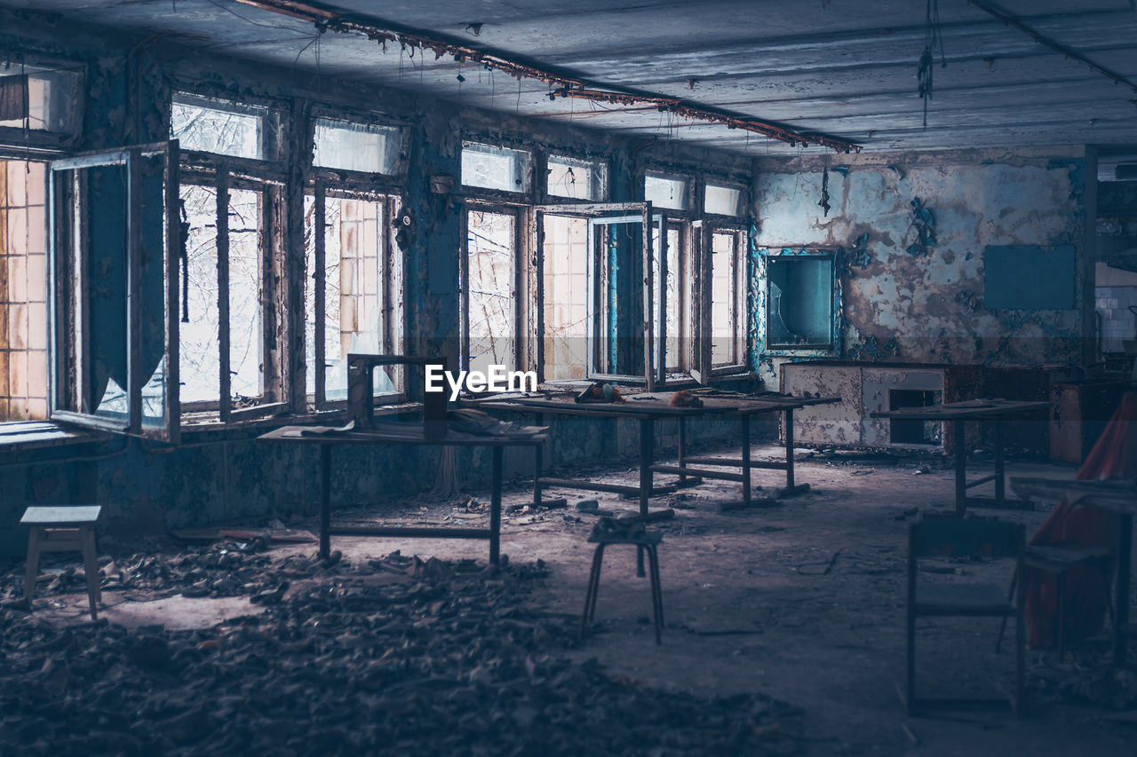 Interior of old abandoned built structure