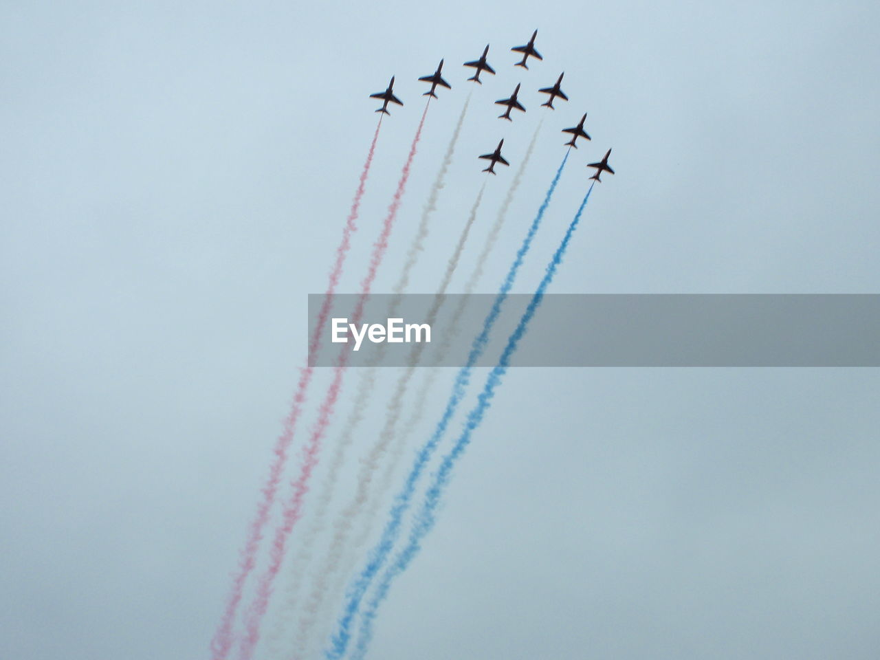 LOW ANGLE VIEW OF AIRSHOW IN SKY