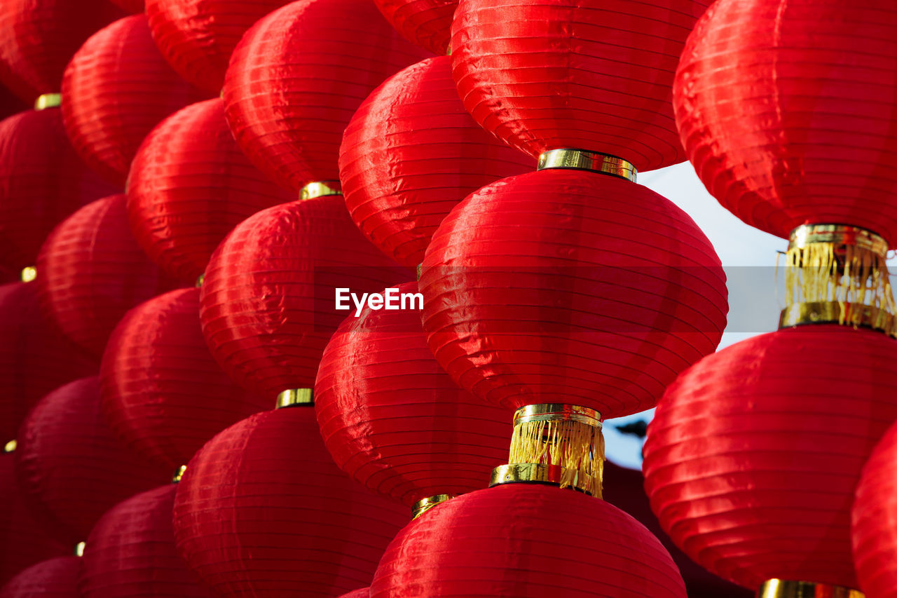 Full frame shot of illuminated lanterns