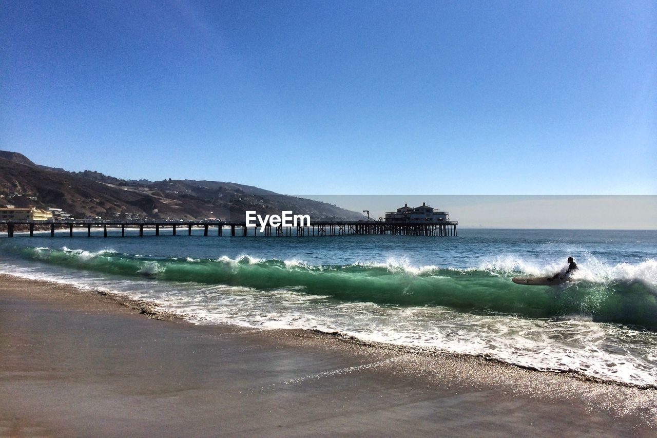 SCENIC VIEW OF SEA AGAINST CLEAR SKY