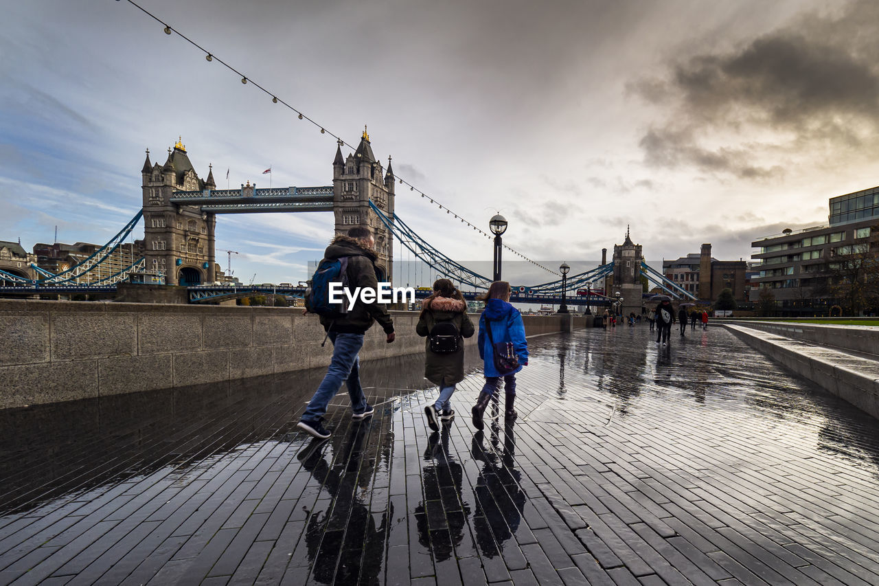 The tower bridge of london in a rainy morning