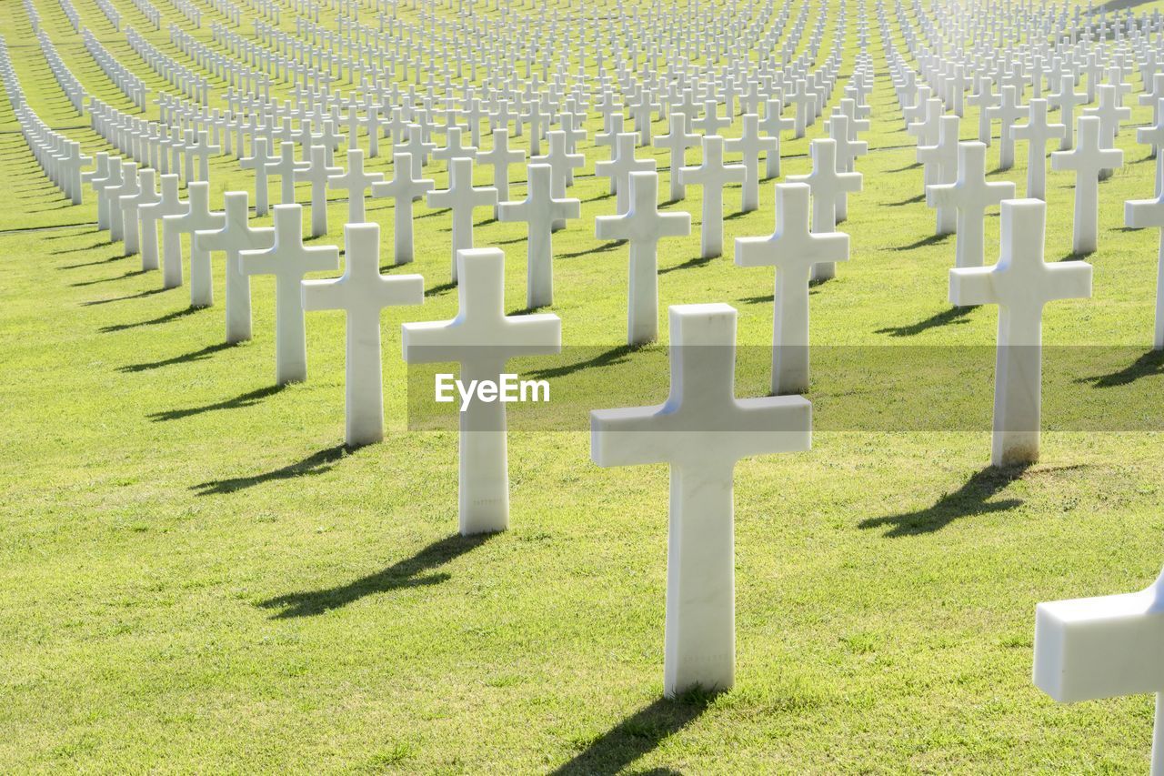 View of the white crosses in the war cemetery in florence italy