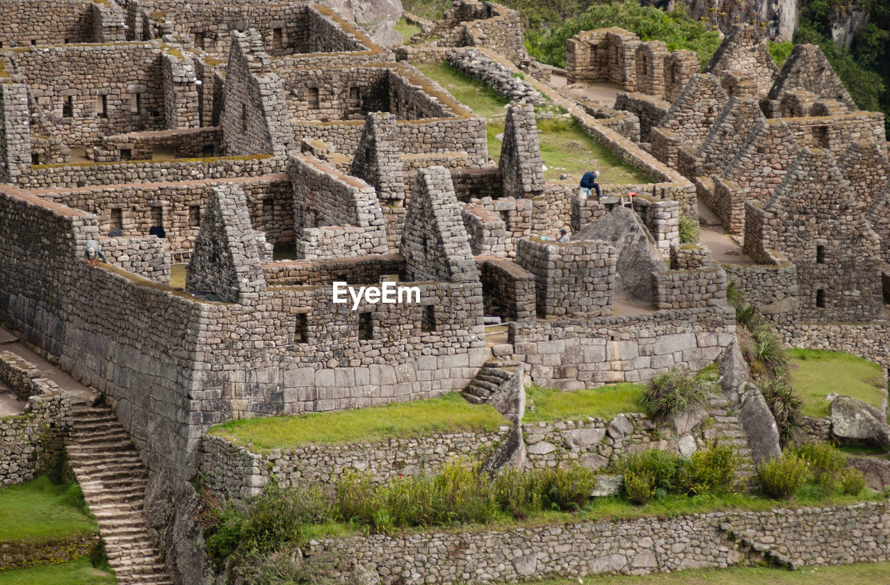 High angle view of old ruins