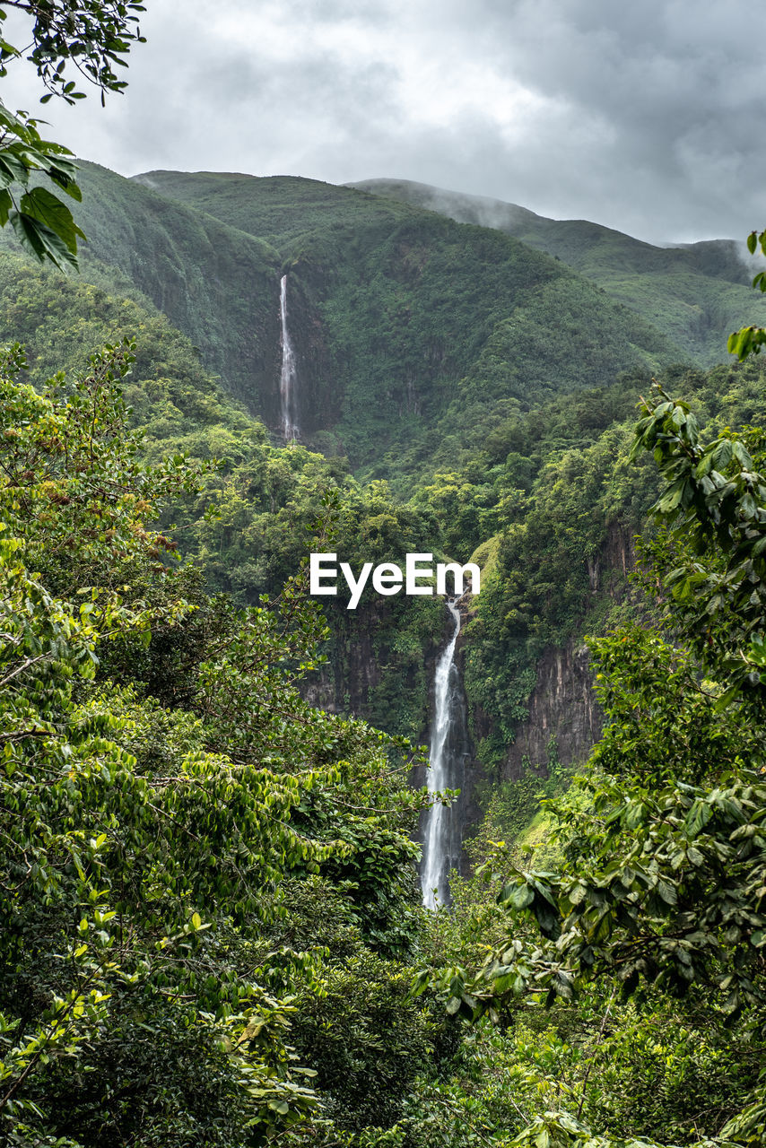 Scenic view of basse terre, carbet waterfalls