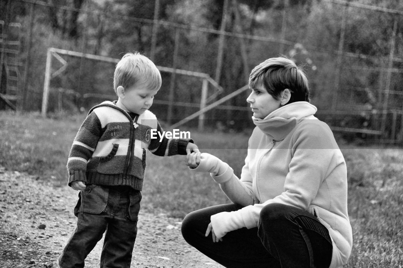 Mother with son at park