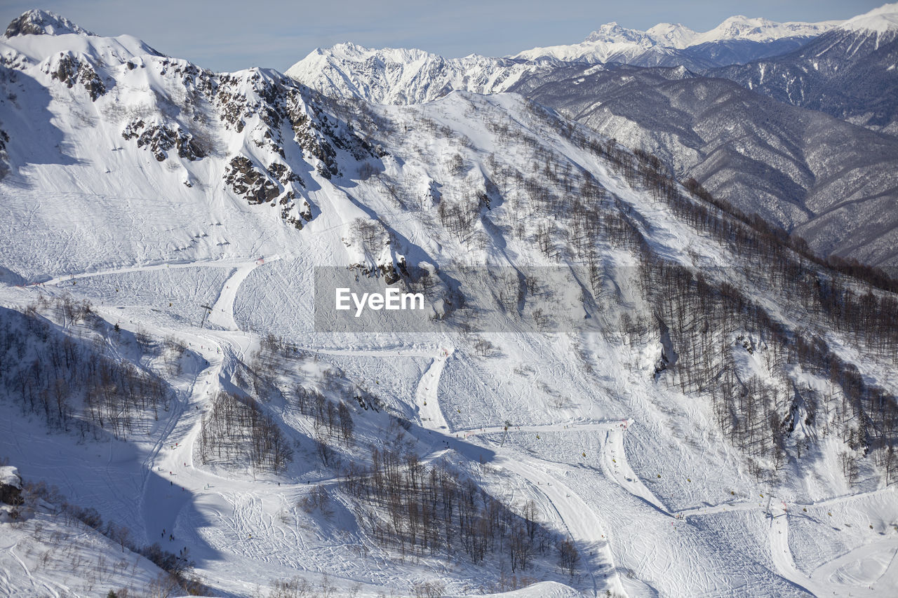 Scenic view of snowcapped mountains